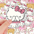 Cute Hand-drawn Hello Kitty Pink Bow Stickers